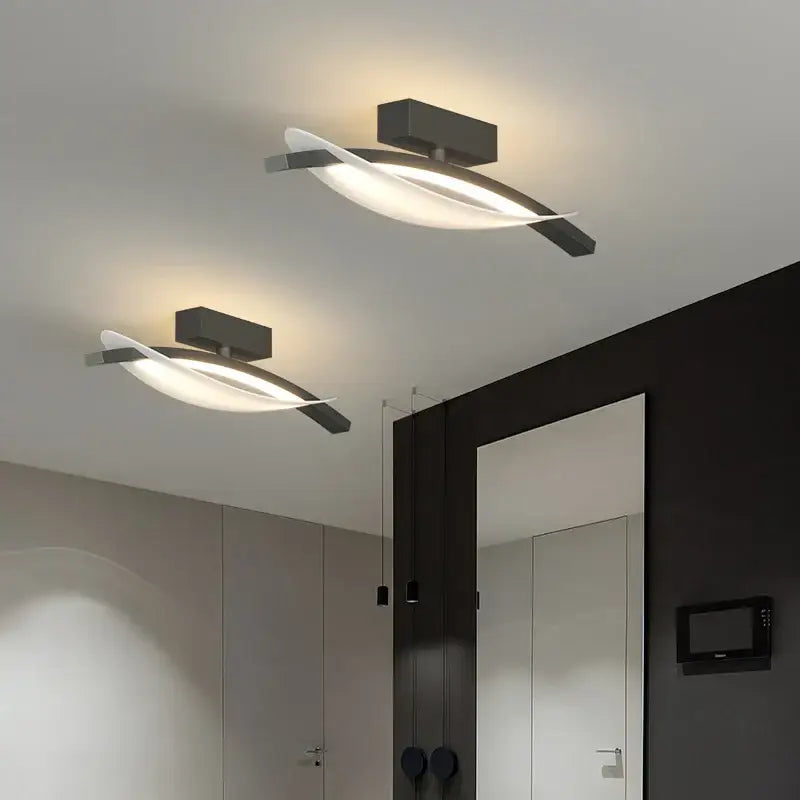 Modern black and white minimalist led ceiling light strip with sleek curved design for living room ceiling light