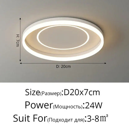 Modern white minimalist led ceiling light strip with two concentric rings and warm glow for living room ceiling light