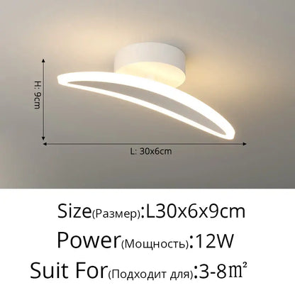Modern white minimalist led ceiling light strip with sleek curved ring design for living room ceiling light