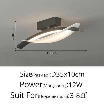 Modern white minimalist ceiling light strip with sleek curved acrylic diffuser and dark gray metal frame for living room