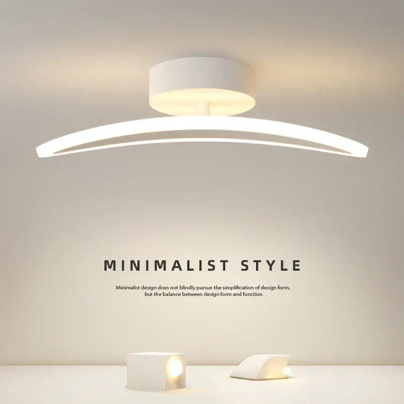 Modern white minimalist led ceiling light strip with sleek curved design and warm ambient glow for living room ceiling light
