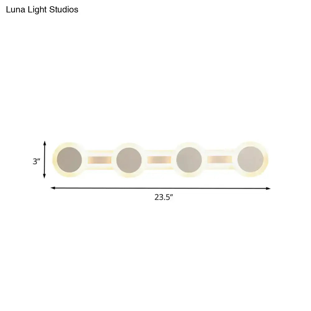 Modern white minimalist led vanity light bathroom wall sconce with four frosted glass shades 110v-120v maximum bulb wattage