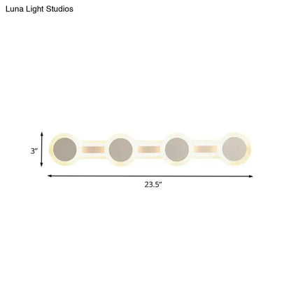 Modern white minimalist led vanity light bathroom wall sconce with four frosted glass shades 110v-120v maximum bulb wattage
