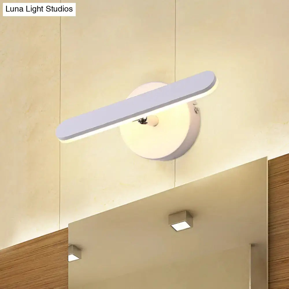 Modern white minimalist led wall light with sleek rectangular design and circular base for bathroom natural warm light with maximum bulb wattage