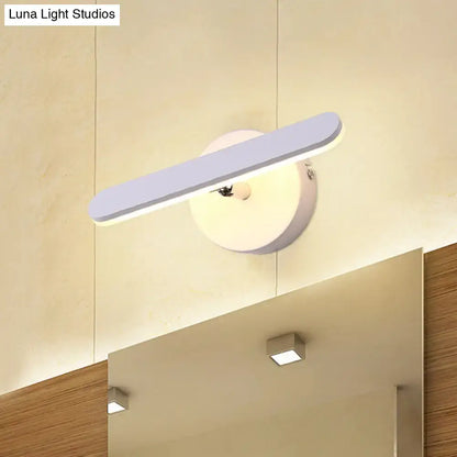 Modern white minimalist led wall light with sleek rectangular design and circular base for bathroom natural warm light with maximum bulb wattage