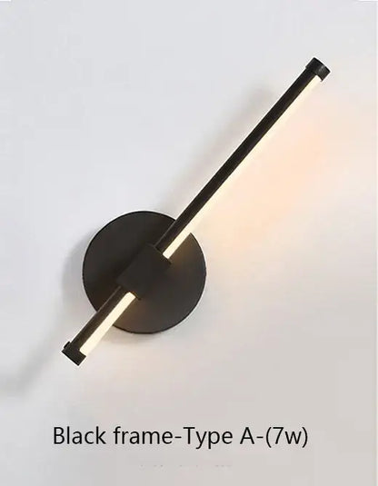 Modern black frame wall sconce with elongated horizontal led light bar for warm bedroom wall lamp decorbites led wall use