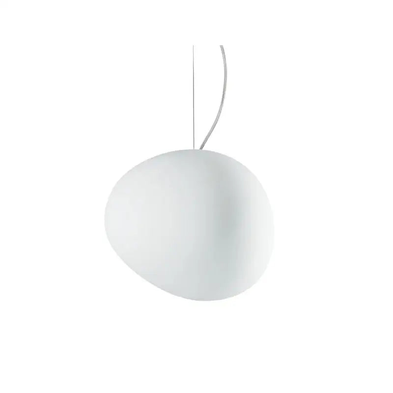 Modern white minimalist spherical pendant lights with sleek matte finish ideal for villa staircase decorbites cobblestone glass led