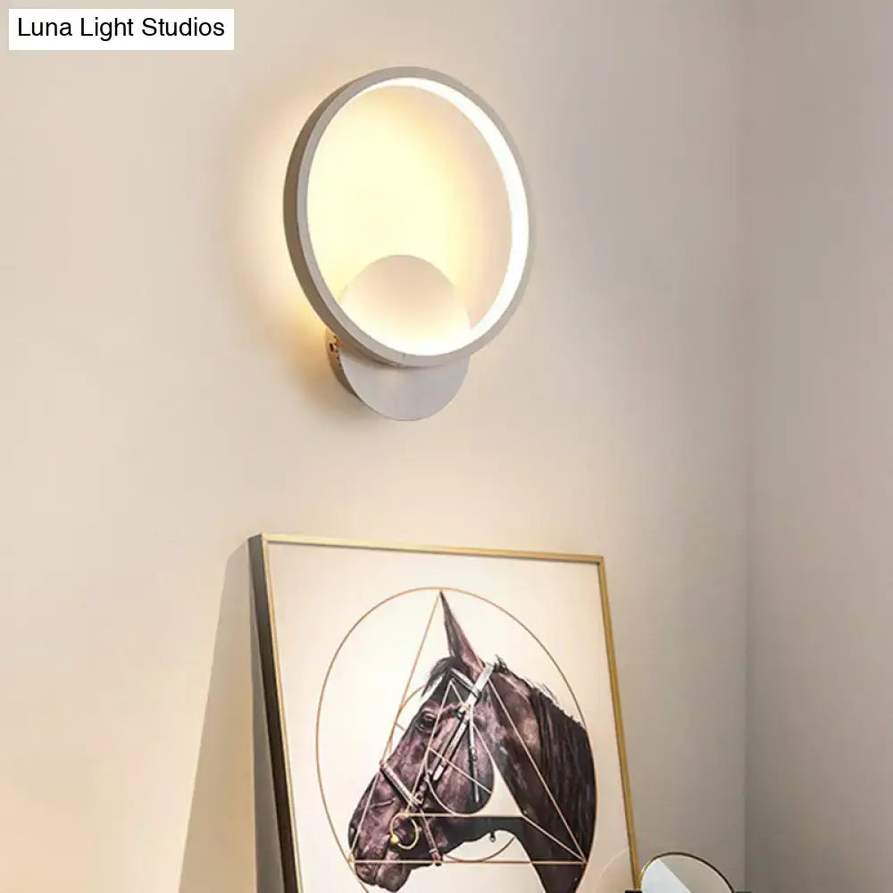 Modern circular white nordic led wall lamp with acrylic shade emitting warm ambient light 110v-120v wall lamp light type