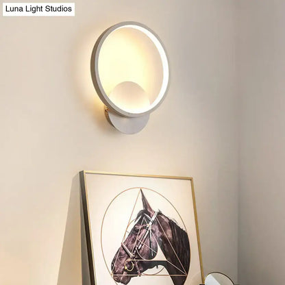 Modern circular white nordic led wall lamp with acrylic shade emitting warm ambient light 110v-120v wall lamp light type