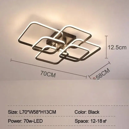 Modern black led ceiling light with overlapping rectangular frames for living room decorbites led ceiling light