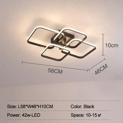 Modern black led ceiling light with sleek overlapping rectangular frames for living room decorbites led ceiling use