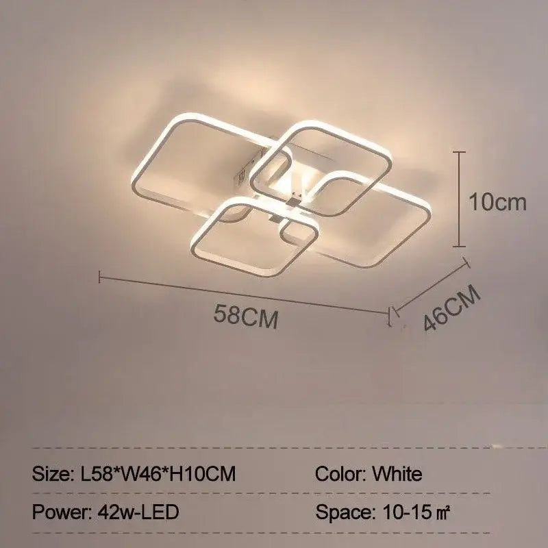 Modern white overlapping led ceiling light with geometric square design ideal for living room decorbites led ceiling light
