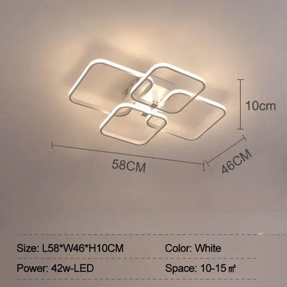 Modern white overlapping led ceiling light with geometric square design ideal for living room decorbites led ceiling light