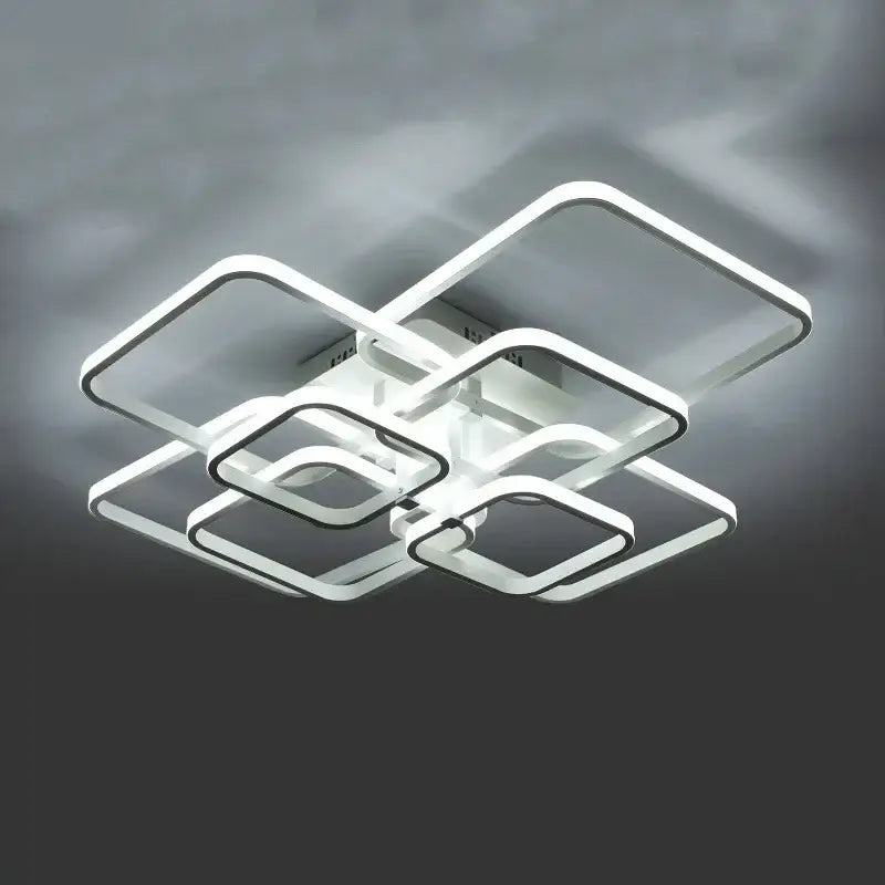 Modern white decorbites led ceiling light with overlapping rectangular frames for living room ceiling light decor