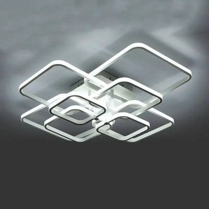 Modern white decorbites led ceiling light with overlapping rectangular frames for living room ceiling light decor
