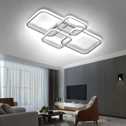 Modern white overlapping led ceiling light with sleek geometric design for living room decorbites led ceiling light