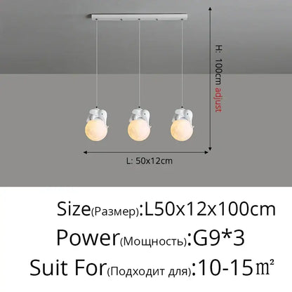Modern white elephant-shaped pendant light fixture with three spherical bulbs ideal as bear bedroom wall lamp decorbites