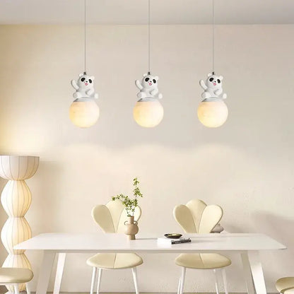 Three white cartoonish panda bear bedroom wall pendant lights with frosted glass shades for decorbites bear bedroom decor