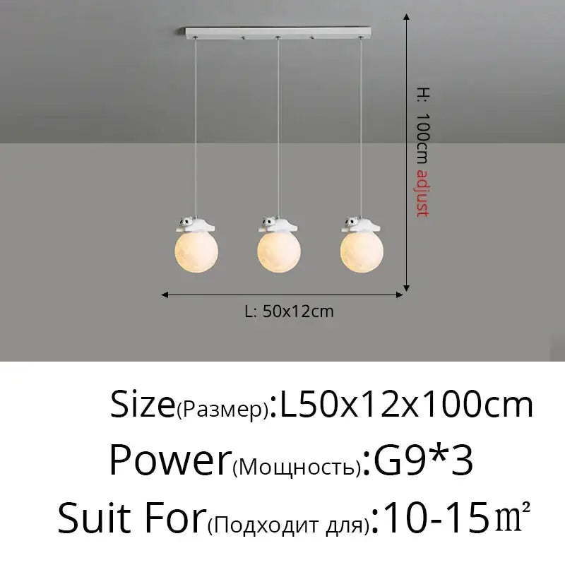 Modern white panda bear bedroom wall lamp with three spherical globe bulbs and small white animal figurines for decorbites bear bedroom