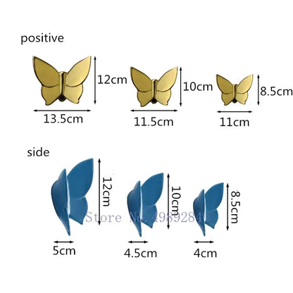 Gold-colored metallic butterfly wall mount available in three sizes for modern white paper kids room decorbites butterfly wall
