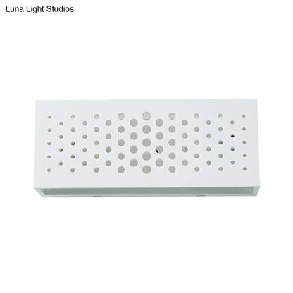 Modern white perforated rectangle wall sconce wall light with circular perforations compatible with 220v-240v 110v-120v