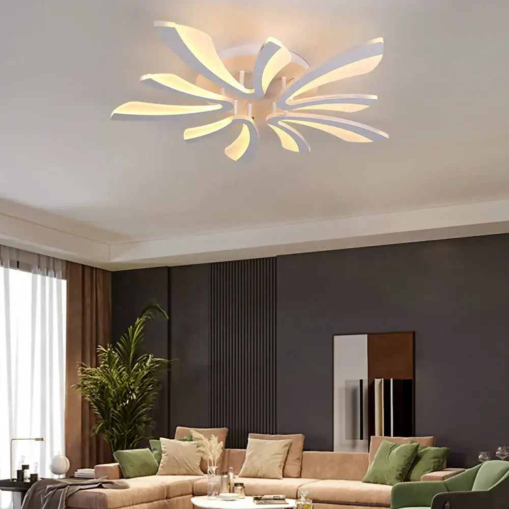 Modern white and gold leaf-shaped decorbites acrylic led chandelier ceiling lamp for dining room decor