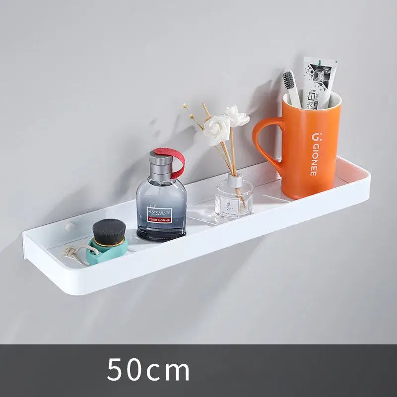 Modern white plastic corner shelf with towel bar for kitchen storage complementing decorbites black corner designs
