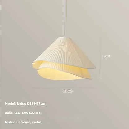 Beige pleated fabric chandelier with metal frame e27 fabric chandelier for modern bedroom pendant lighting