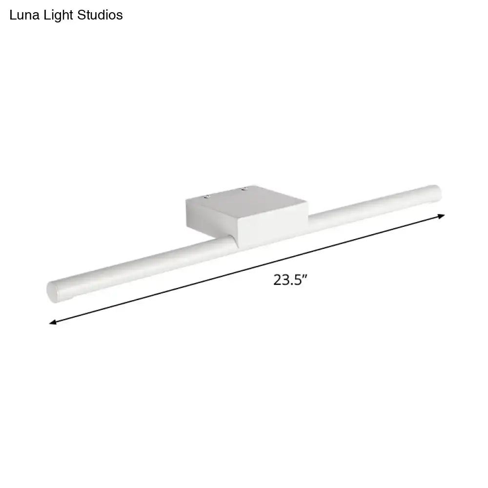 Modern white pole vanity lighting with a sleek rectangular design and warm white LED for bathroom vanity lighting