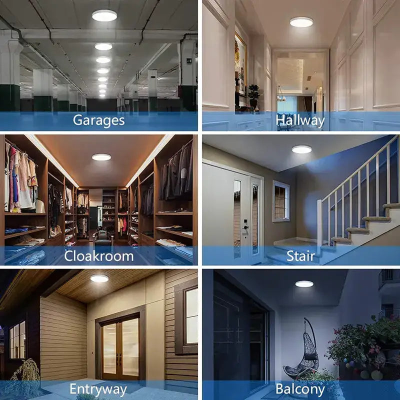 Round white led ceiling lamp with sleek modern design featuring radar motion sensor for hallway lighting