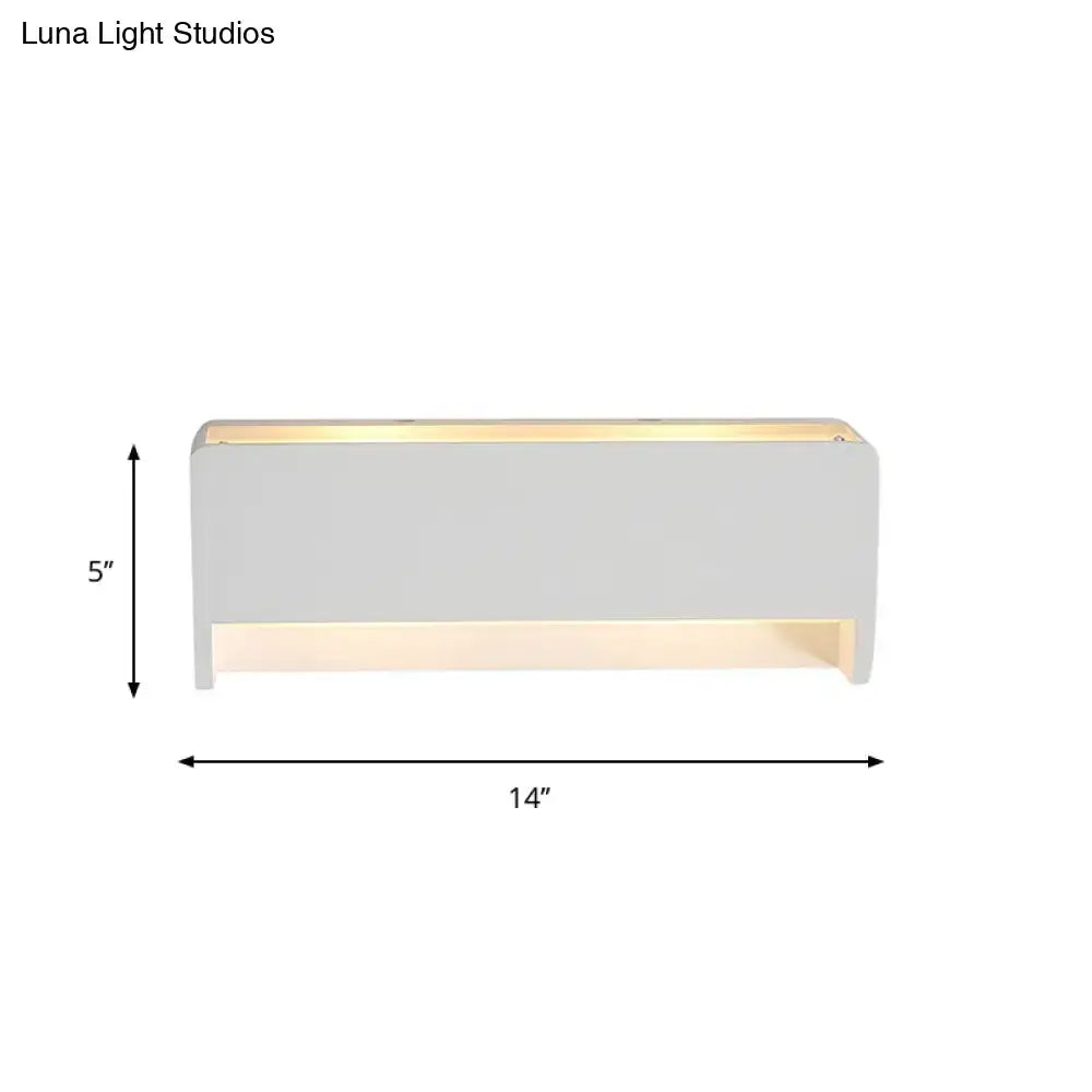 Modern white rectangle gypsum shade wall sconce with sleek matte finish and warm led lighting for bedroom use