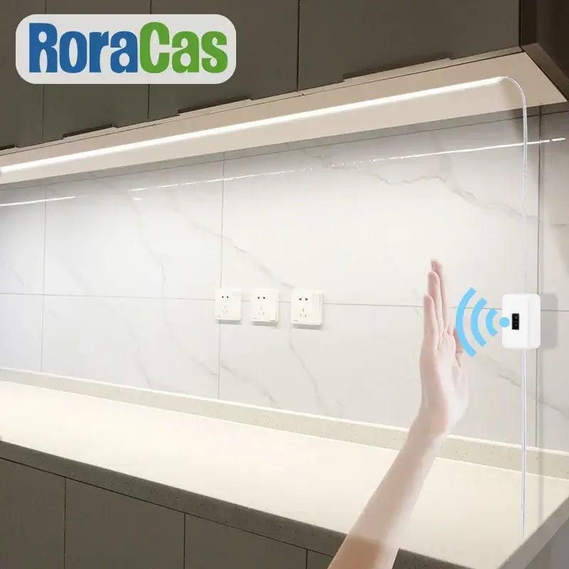 White rectangular roracas smart touch sensor night light mounted on kitchen wall decorbites cob led night bar