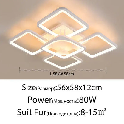 Modern white rectangular dimmable led chandelier with geometric diamond design for bedroom decorbites dimmable led lighting