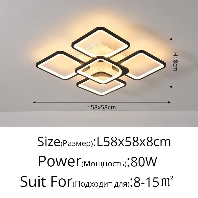 Modern white rectangular dimmable led chandelier with sleek black frame and warm white panels for bedroom decorbites dimmable led