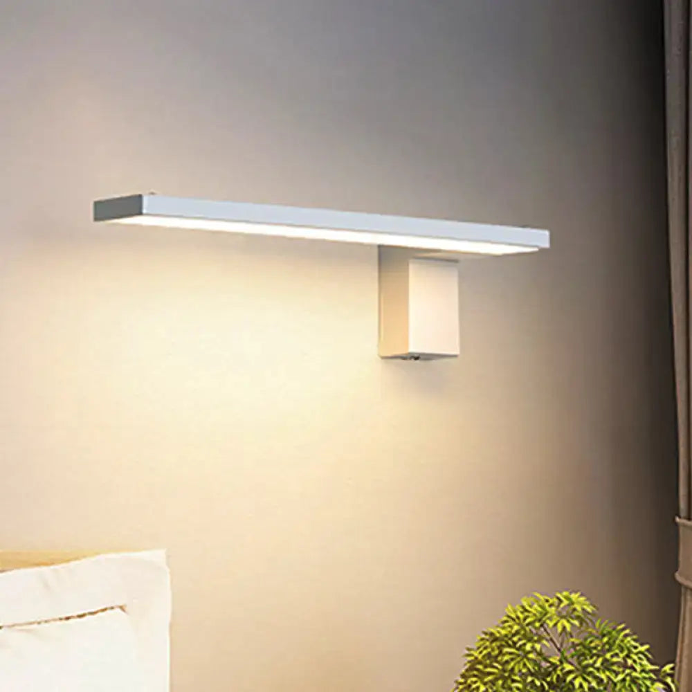 Modern white rectangular led wall lamp with sleek design and minimalist bracket providing warm white light
