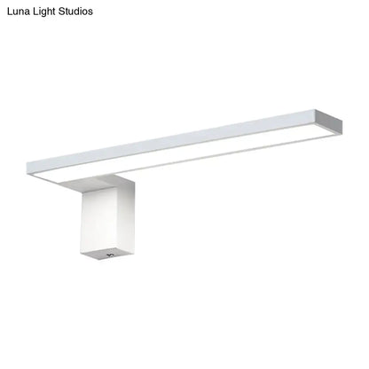 Modern white rectangular led wall lamp with sleek minimalist design emitting warm white light for bedroom use