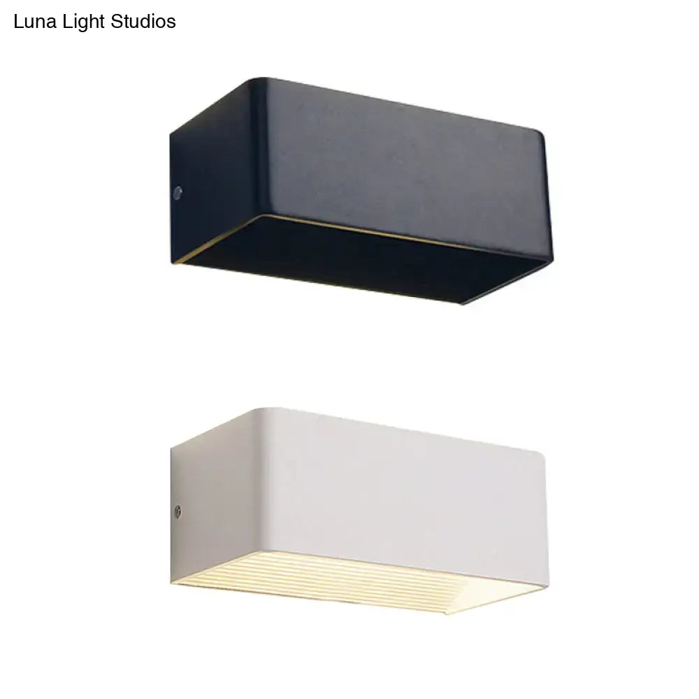 Modern white rectangular wall lamp in warm white finish and sleek black option ideal as bedroom wall lamp