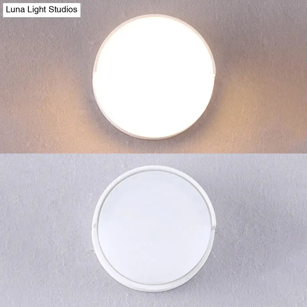 Modern white circular led ceiling wall light with warm white direct wired design for hallway illumination