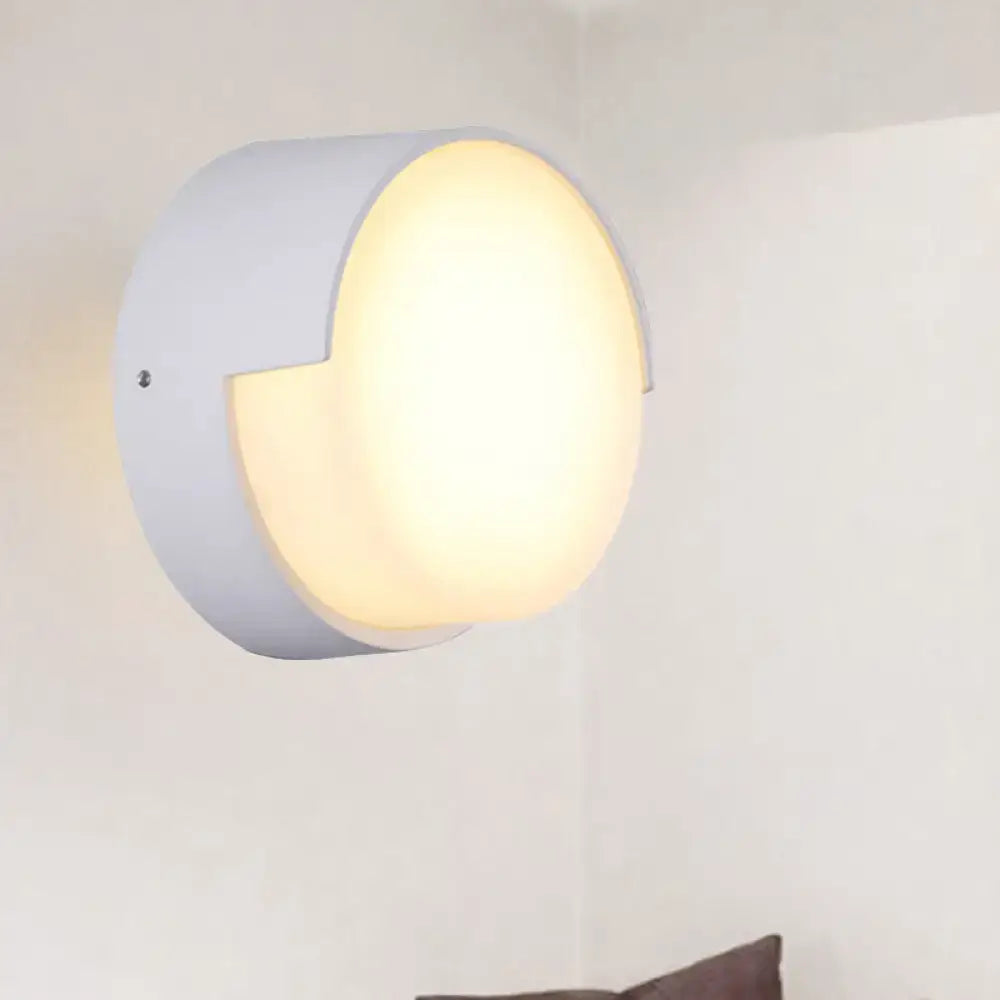 Modern white rectangular wall light with circular diffuser warm white direct wired for hallway use