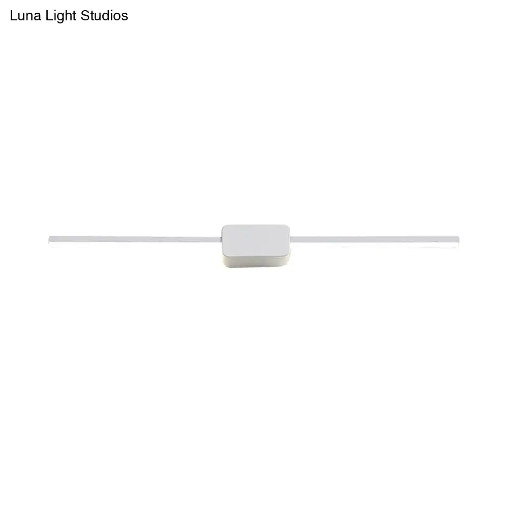 Modern white rectilinear wall sconce with minimalist led design and central control module for bathroom mirror lighting