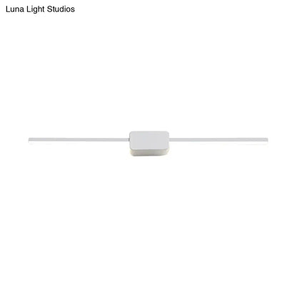 Modern white rectilinear wall sconce with minimalist led design and central control module for bathroom mirror lighting