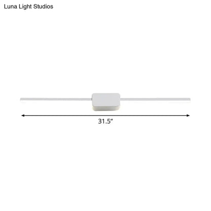 Modern white rectilinear wall sconce with minimalist rectangular design and 31.5-inch length for bathroom lighting