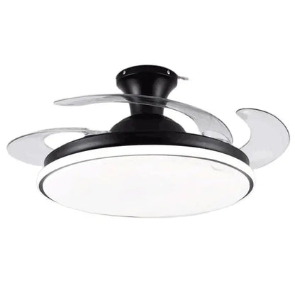 Black ceiling fan with integrated led light and transparent curved blades for bedroom remote control decorbites ceiling fans