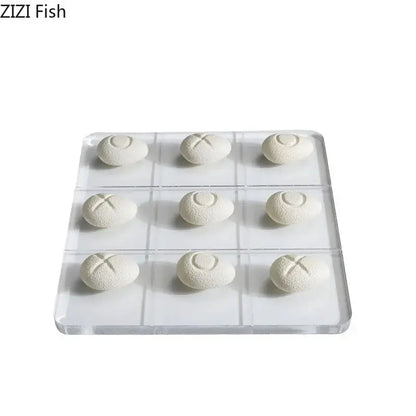 Modern white resin pieces acrylic tic-tac-toe set with clear board for living room decor by decorbites chessboard set style