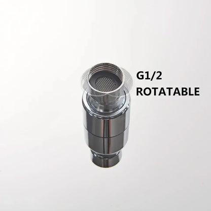Chrome finished rotatable g1/2 faucet adapter with mesh screen nozzle for modern white round rainfall shower head bathroom fixture