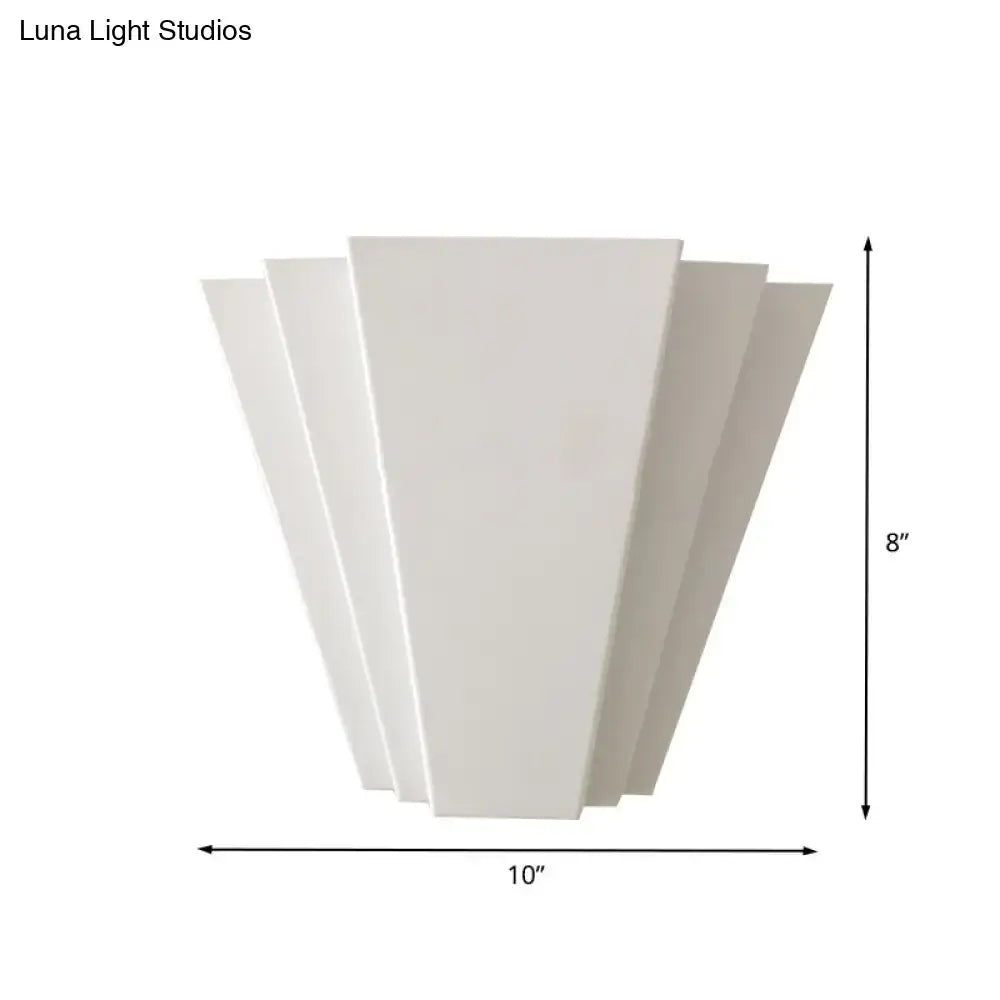 Modern white sector flush mount led wall sconce with fan-like design and sleek clean lines for living room lighting