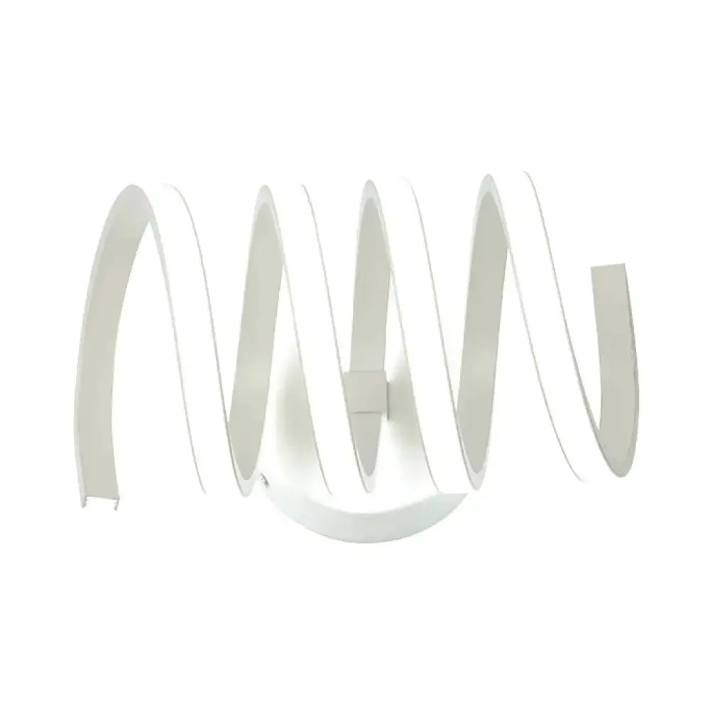 Modern white and silver spiral acrylic led wall sconce with sleek design for bedroom wall lamp lighting