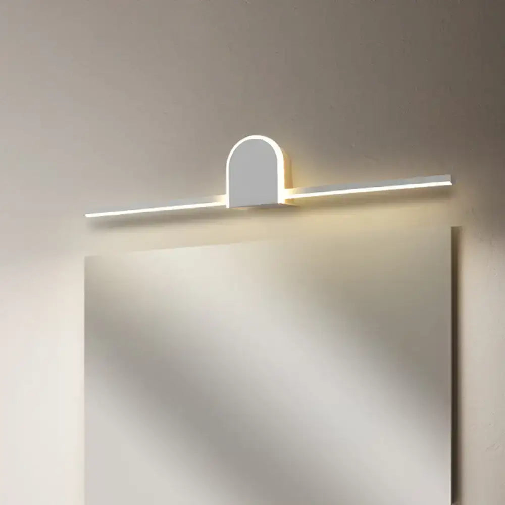 Modern white slim rod bath vanity led wall sconce with arched top and linear light bar for 110v-120v 220v-240v use