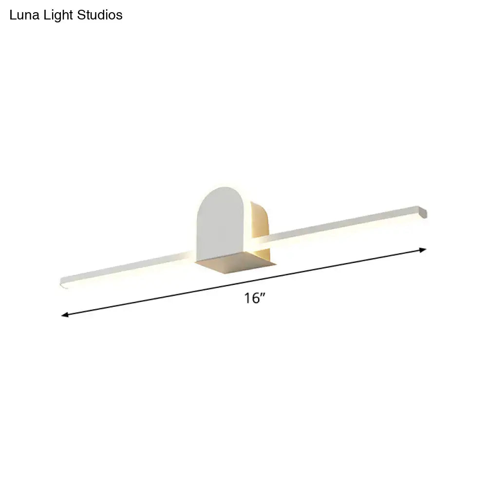 Modern white slim rod bath vanity led wall sconce 16-inch length with sleek minimalist design 110v-120v 220v-240v compatible