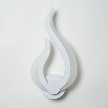 Modern white spiral led wall sconce 8 inch fixture with layered sculpted white flame-shaped design for corridor lighting